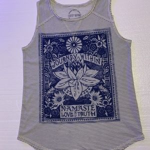 ‼️LuckyBrand Blue Striped Floral Namaste TankTop‼️